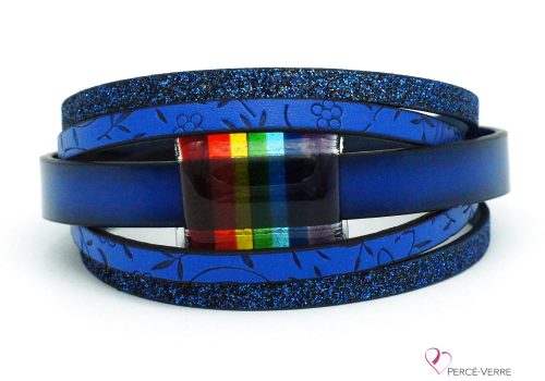 Bracelet bleu avec bijou arc-en-ciel #204