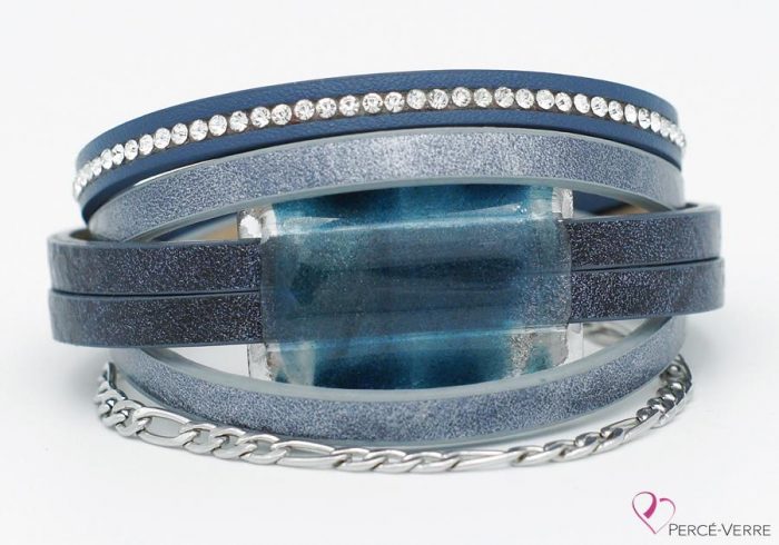 Jeans blue leather bracelet for women, super fashion collection #263