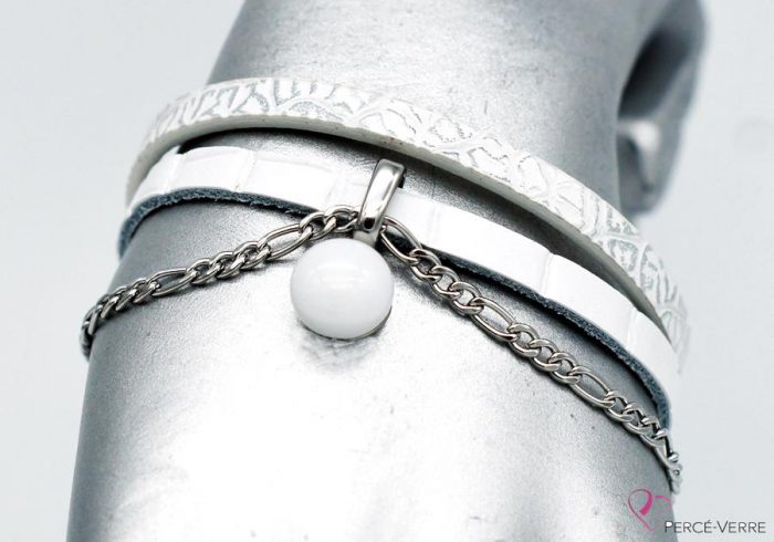 dazzling white leather bracelet,chic collection #1555