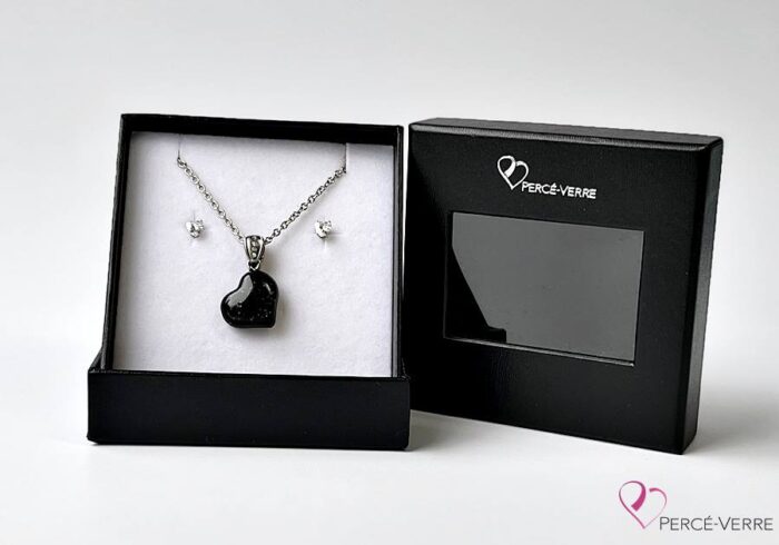 Ensemble bijoux "Cœur" noir scintillant #2