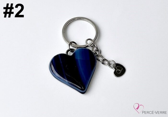 "Purple heart" key ring in fused glass - Image 3