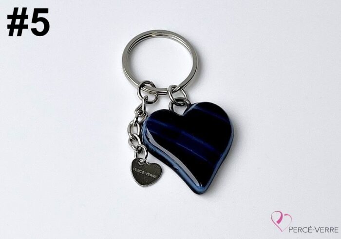 Purple heart" key ring in fused glass