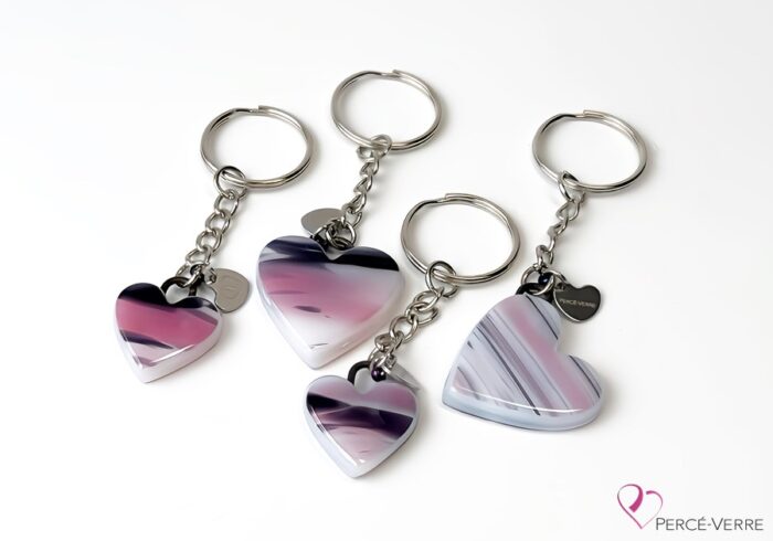 Pink and purple heart key ring