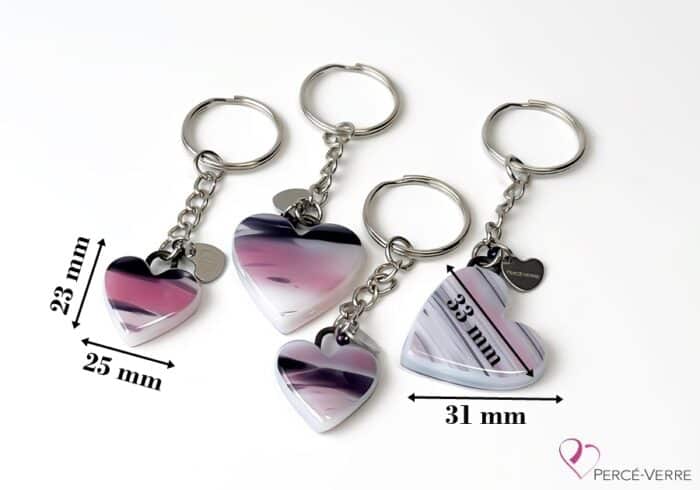 Pink and purple heart key ring