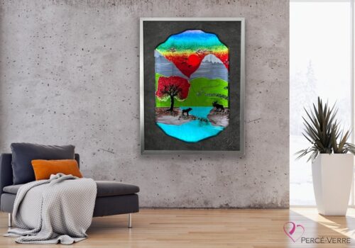 Luminous frame in decor_ Percé-Verre_oeuvre art_SOMMETS ÉTERNELS