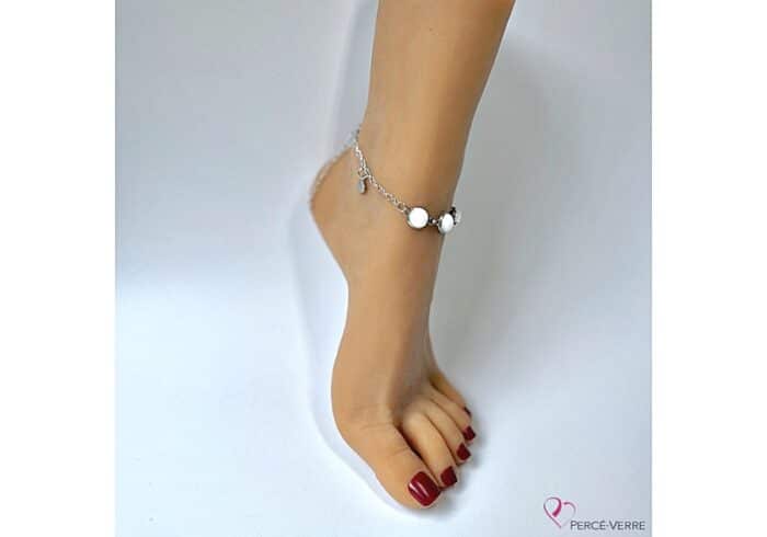 White jewels" ankle chain