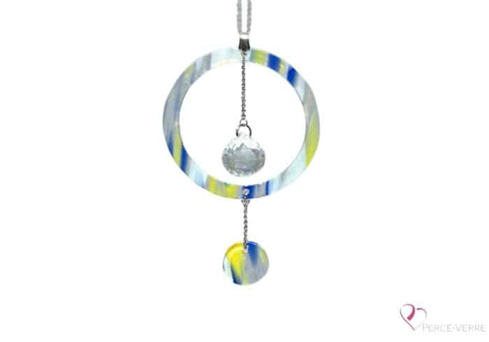 Capteur de soleil_SunCatcher_glass_verre_crystal_décoration "LE CLASSIQUE" BLEU & JAUNE
