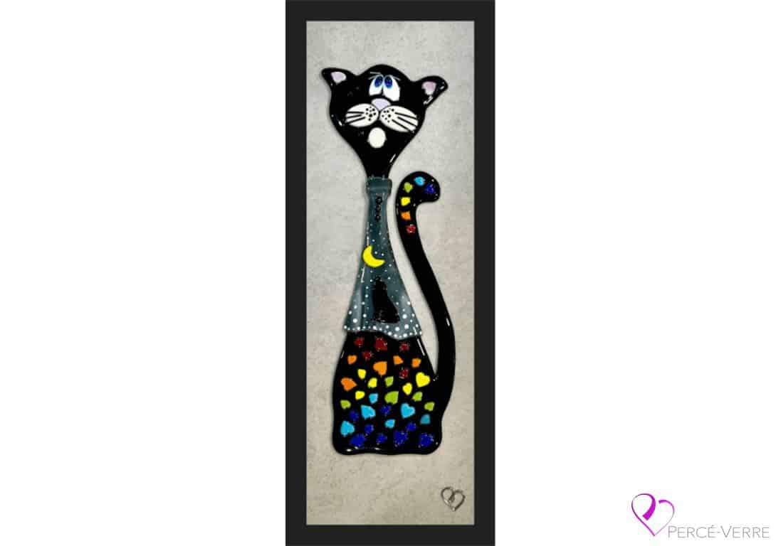 LOU: Art déco_Verre fusionné_Amoureux des chats_ Glass art work_ cats lovers