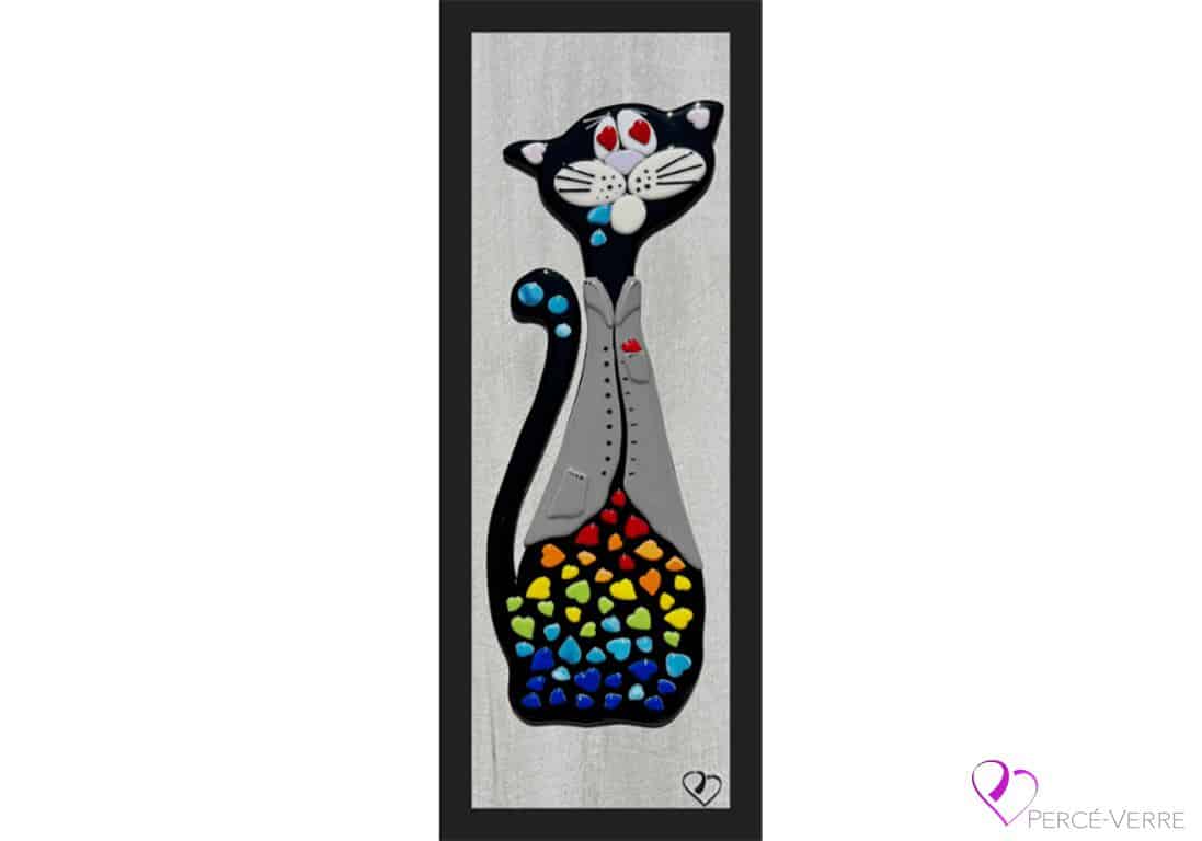 OLIVIER: Art déco_Verre fusionné_Amoureux des chats_ Glass art work_ cats lovers