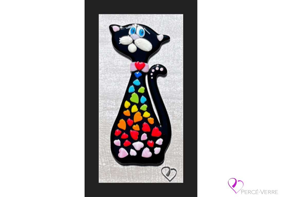 ROSE: Art déco_Verre fusionné_Amoureux des chats_ Glass art work_ cats lovers