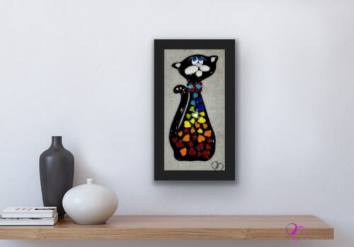 THÉO: Art déco_Verre fusionné_Amoureux des chats_ Glass art work_ cats lovers
