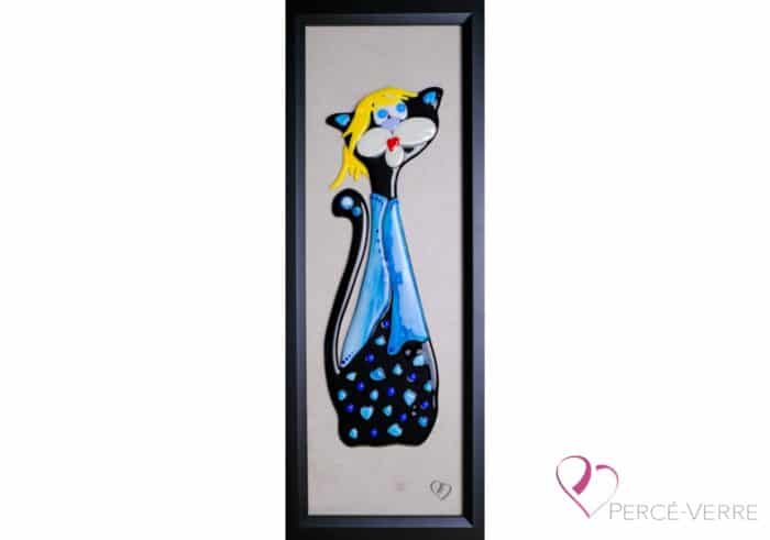 Fused glass cat_Percé-Verre_Art déco_artwork_catslovers_ GINETTE