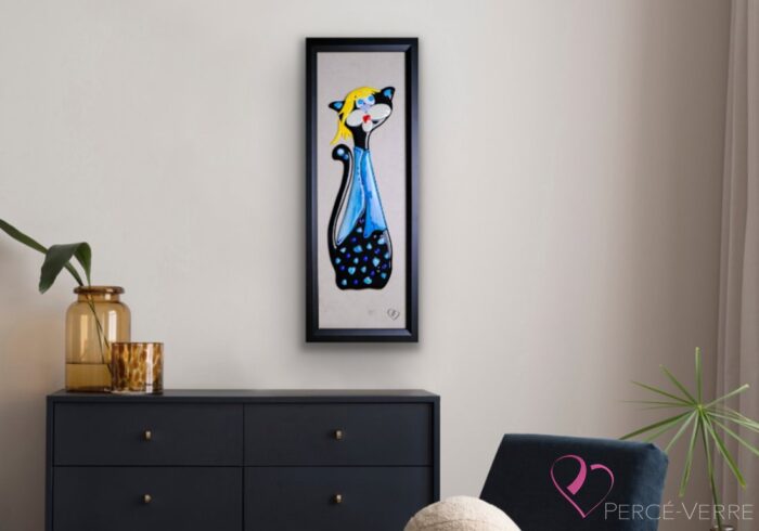 Fused glass cat_Percé-Verre_Art déco_artwork_catslovers_ GINETTE