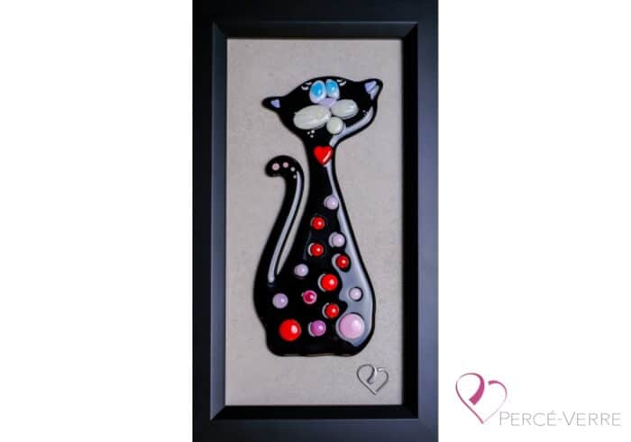 Fused glass cat_Percé-Glass_Art deco_artwork_catslovers_ LUN