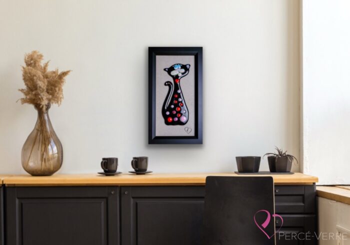 Fused glass cat_Percé-Glass_Art deco_artwork_catslovers_ LUN