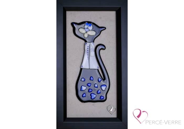 Fused glass cat_Percé-Glass_Art deco_artwork_catslovers_ PEPITO