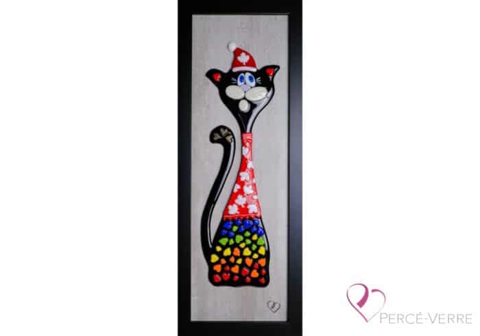Fused glass cat_Percé-Glass_Art deco_artwork_catslovers_ WINTER