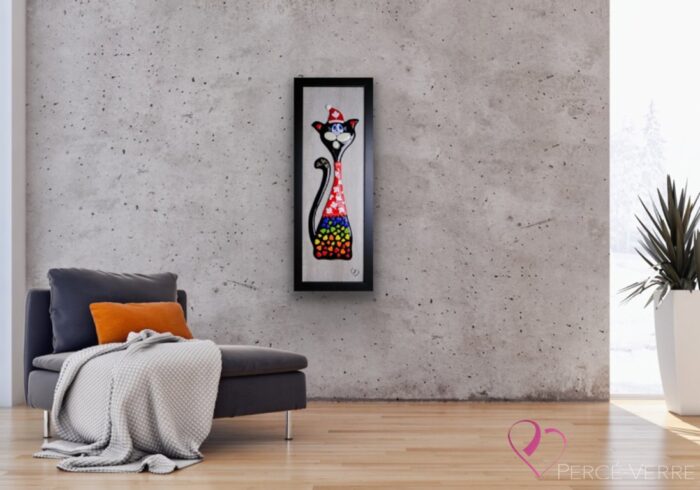 Fused glass cat_Percé-Glass_Art deco_artwork_catslovers_ WINTER