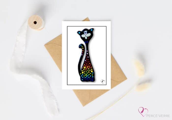 Carte souhaits_chats_cadeau_greetings cards_cats_gift_Percé-verre-Rainbow