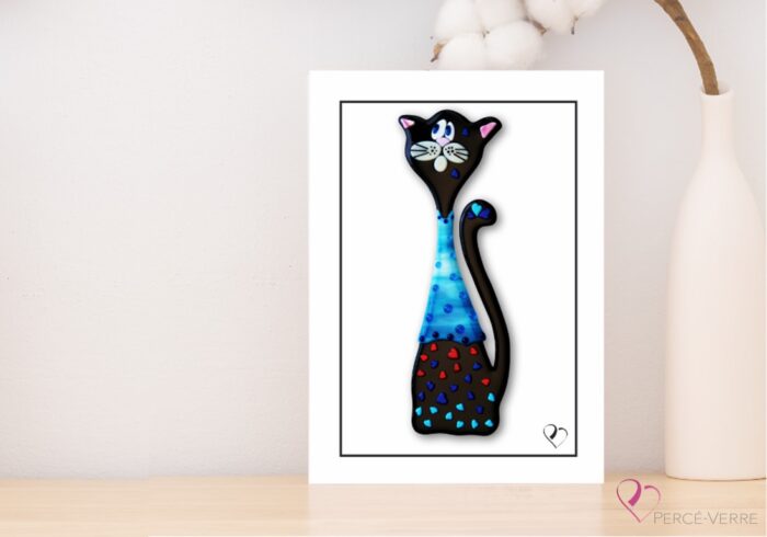 Carte souhaits_chats_cadeau_greetings cards_cats_gift_Percé-verre-Estelle