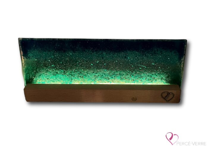 Decorative lamp in fused glass - shades of ocean blue
