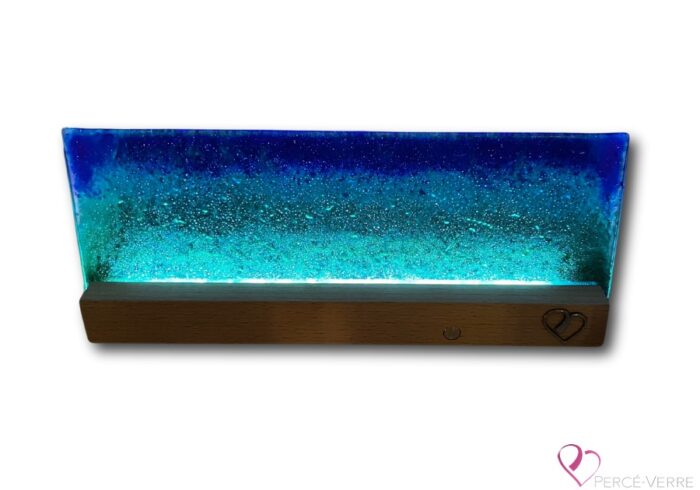 Blue gradation in fused glass - Ambiance lamp Caribbean Sea