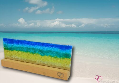Plage et Mer fused glass mood lamp - soothing artistic light, Percé-Verre