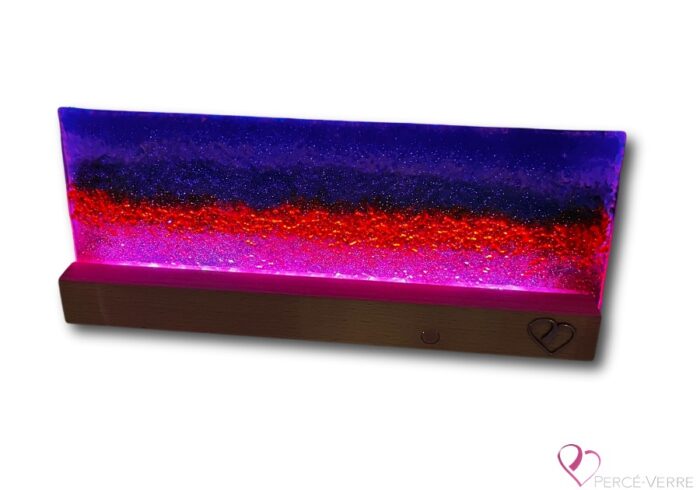 Decorative lamp in fused glass in the colors of the beach and the sea - creation Percé-Verre