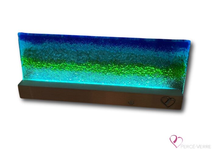 Rechargeable lamp in fused glass Beach and Sea - soft, relaxing atmosphere