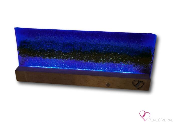 Artistic lamp in fused glass inspired by the sea and the sunset - Percé-Verre