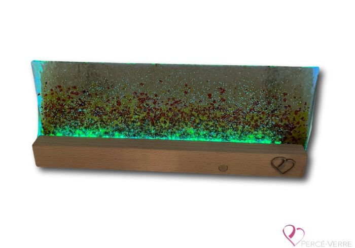 Fleurs des Champs - handcrafted Percé glass mood lamp, changing light with 8 colors and 2 transition modes, warm tones reminiscent of a field in summer.