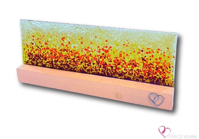 Fleurs des Champs - handcrafted Percé glass mood lamp, changing light with 8 colors and 2 transition modes, warm tones reminiscent of a field in summer.