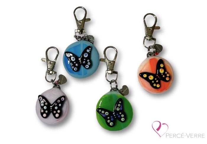 Butterfly handbag jewel in fused glass - Handcrafted in Quebec