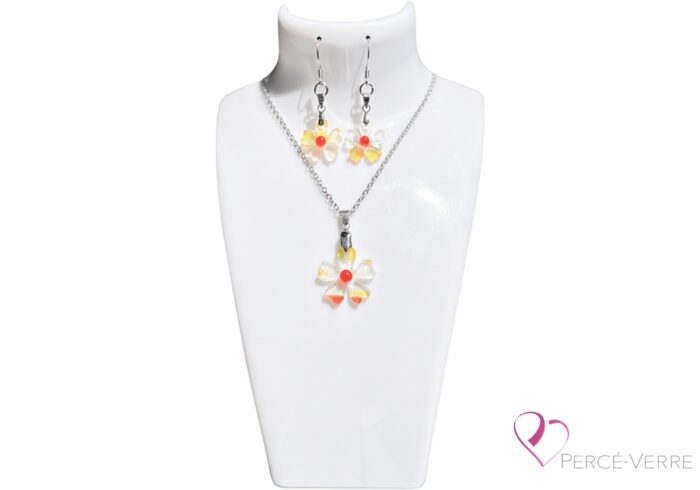 jewellery-set-glass-handmade-flowers-from-the-fields_light, yellow and orange