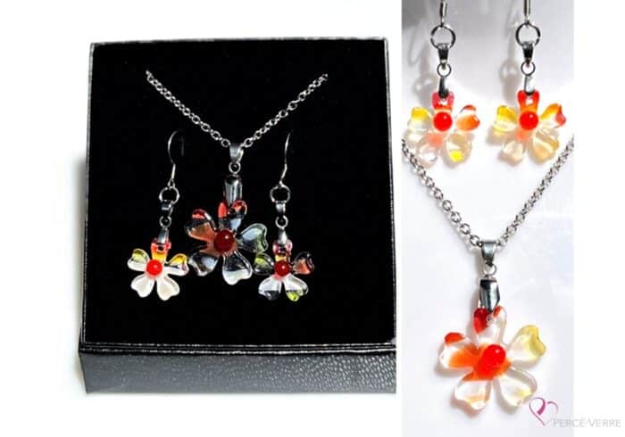 jewellery-set-glass-handmade-flowers-from-the-fields_light, yellow and orange