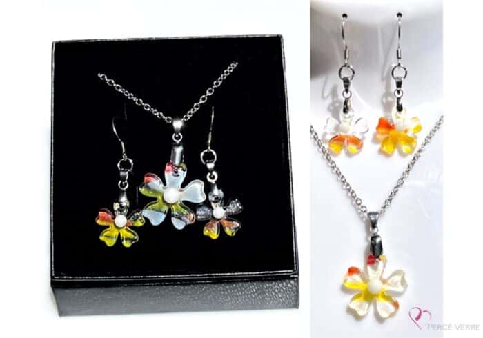jewellery-set-glass-handmade-flowers-from-the-fields_light, yellow and orange