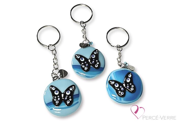 fused glass butterfly key ring