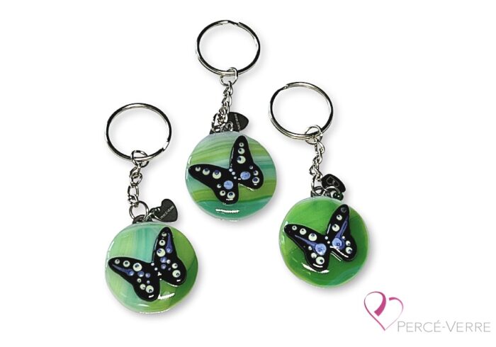 fused glass butterfly key ring