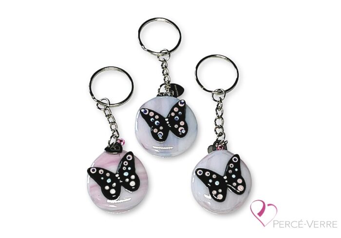 Butterfly keychain in fused glass - Handmade in Quebec - Image 4