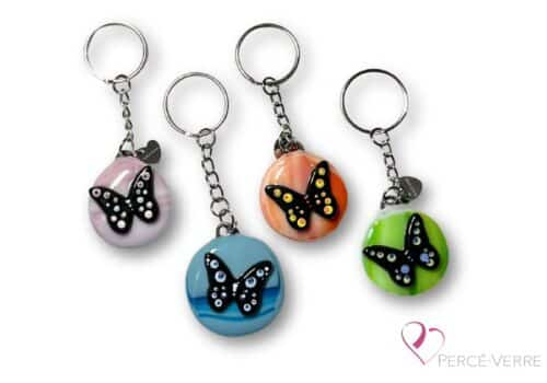 fused glass butterfly key ring