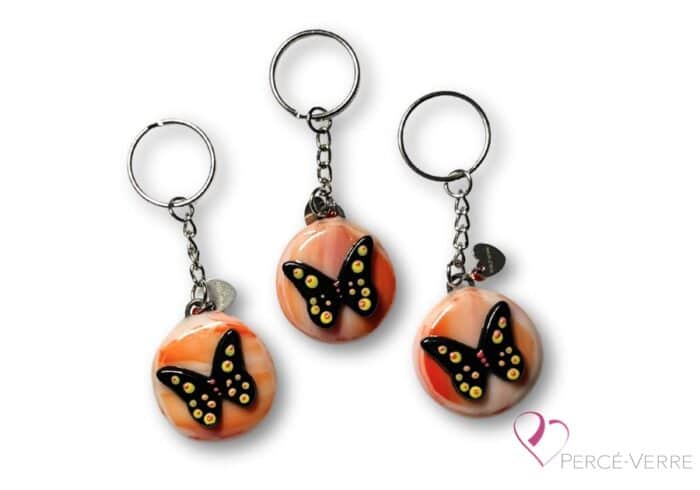 fused glass butterfly key ring