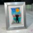 Work in fused glass representing two lovers embracing in a landscape inspired by nature. Unique creation - Amoureux No. 3- signed Stéphanie Béland - Percé-Verre.