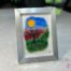 Work in fused glass representing a delicately carved tree, integrated into a colored or abstract background. Arbre No. 1 - Created by Stéphanie Béland - Percé-Verre.