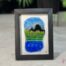 Fused glass work depicting the Château Frontenac as seen from Lévis, framed in 5 x 7 format. Collection Québec en couleurs, Percé-Verre.