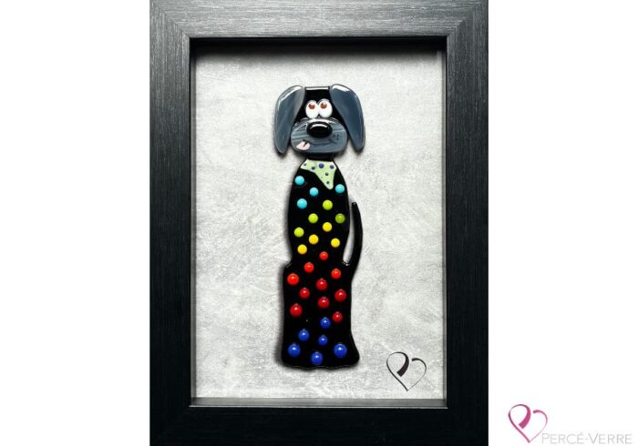 Laboratory dogs - Generation Tobby, front view, fused glass by Percé-Verre