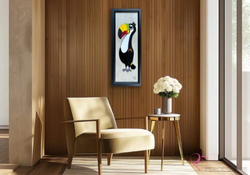 Toucan coloré en verre fusionné fait main au Québec – création artisanale Percé-Verre