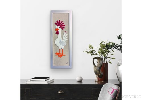 Poule de luxe Odette en verre fusionné fait main au Québec – art verrier québécois Percé-Verre