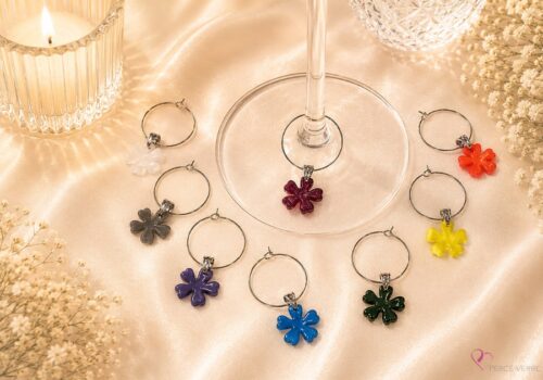 Coffret de 8 marque-verres fleurs en verre fusionné – couleurs mixtes – Collection Les Essentiels – Percé-Verre