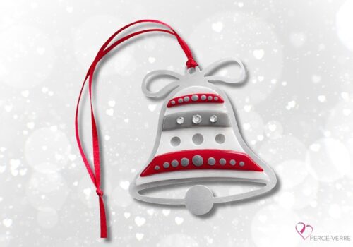 Ornement cloche en verre fusionné fait au Québec – Collection des Fêtes Percé-Verre