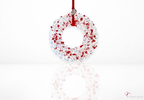 Ornement couronne cristaux rouges en verre fusionné fait au Québec – Percé-Verre